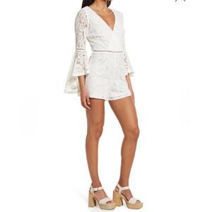 Lulus Babygirl Lace Romper Small White NWOT